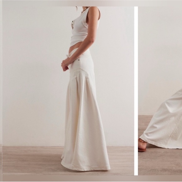 NWOT Free People We The Free Pandora Wide-Leg Jeans - heavenly ivory - 25 - Picture 5 of 11